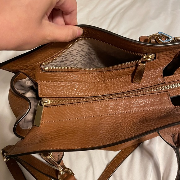 Michael Kors McKenna Medium Satchel in Brown Pebbled Leather - Picture 6 of 10